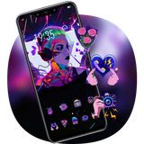 theme.colorful.bright.beautiful.girl.music.galaxy.m20.wallpaper