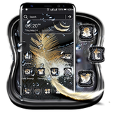 themes.beautiful.feather.black.water.drop