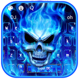 keyboard.flaming.skull.blue.fire.theme
