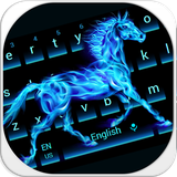 keyboard.theme.blue.flaming.fire.horse.typewriter