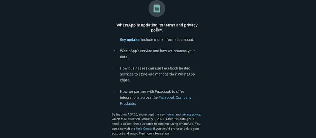 تعویق اجرای سیاست‌های جدید واتساپ