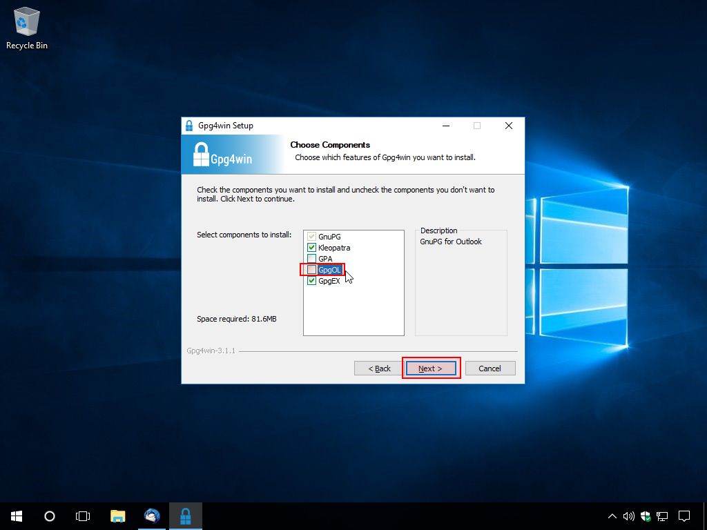 غیر فعال کردن GpgOL 