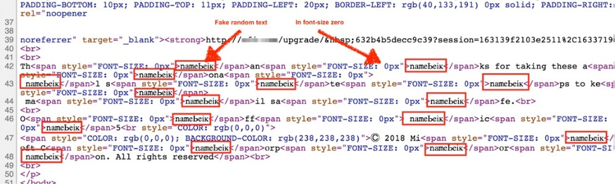 نمونه یک فیشینگ با تکنیک زیروفونت ZeroFont