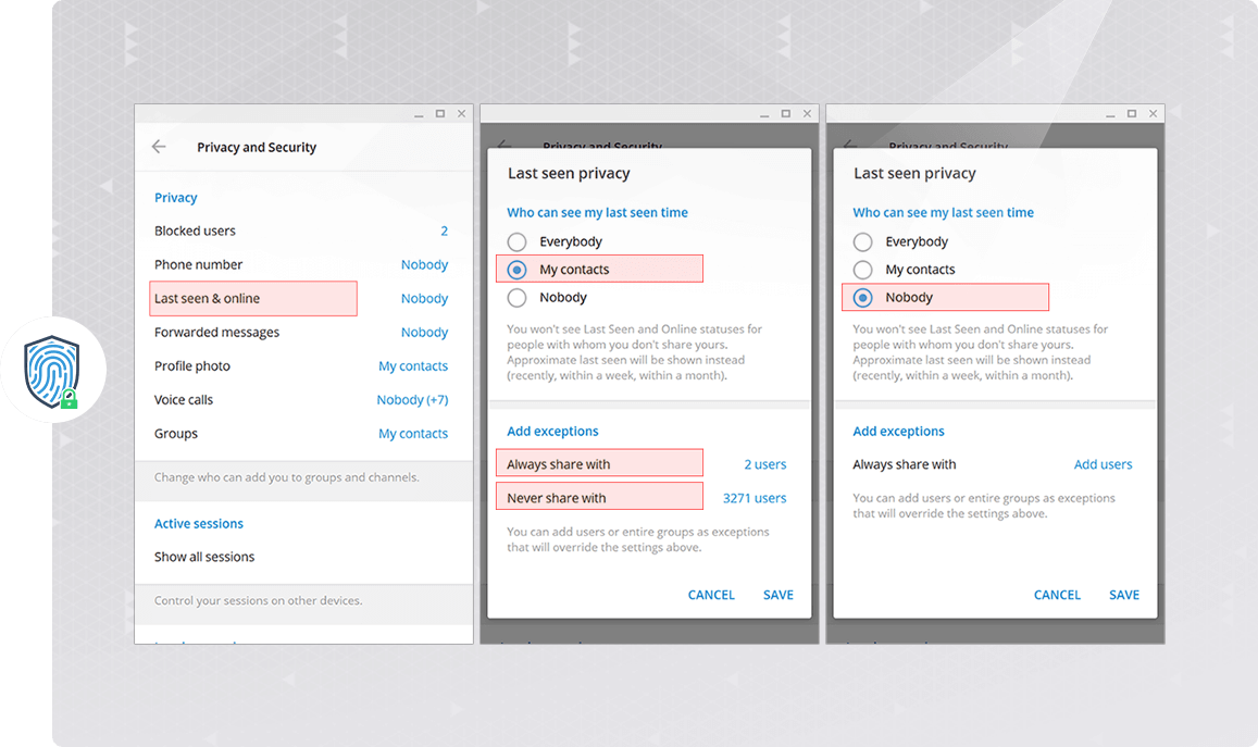 مدیریت نمایش زمان آخرین بازدید در تلگرام