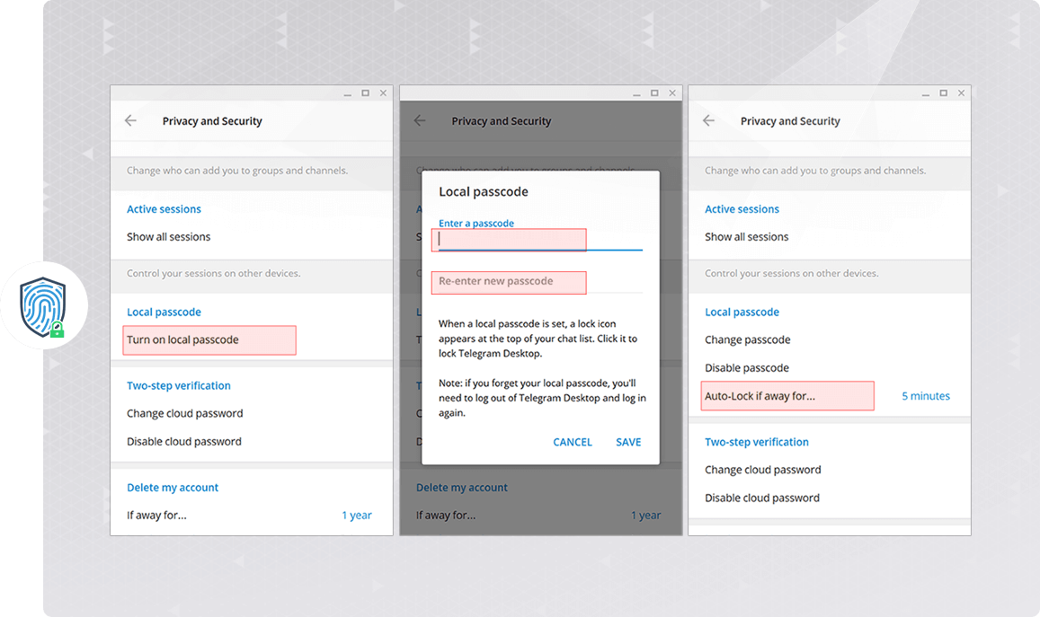 رمز دسترسی به تلگرام