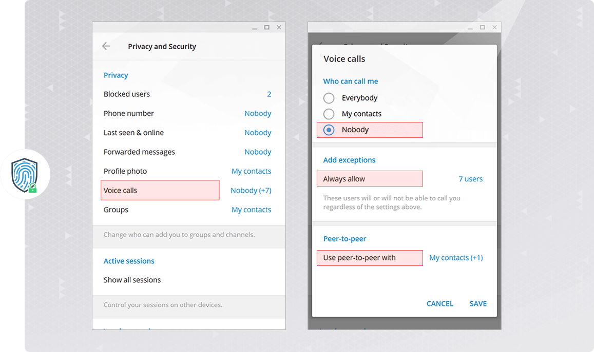 مدیریت تماس‌های صوتی در تلگرام