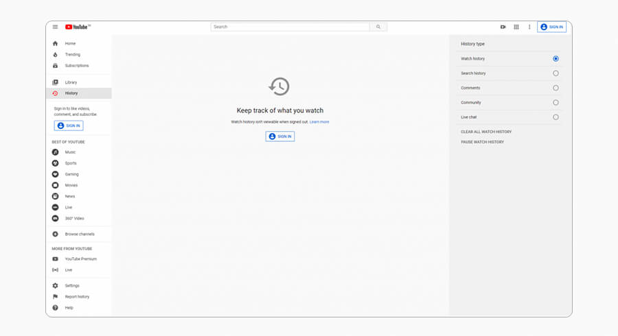 سوابق یوتیوب و چیزهایی که به اشتراک می‌گذارید